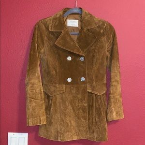 ZARA Beautiful real suede trench/blazer coat labeled small but fits XSmall